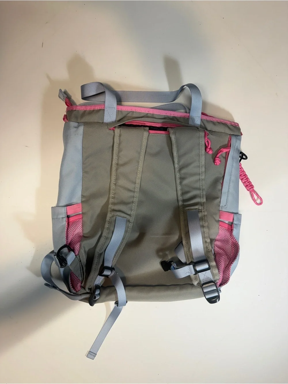 United By Blue Gray Backpack Tote with Pink & Tan Accents